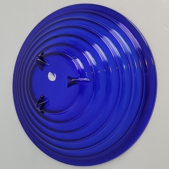 Cobalt Blue Footed  Tiered Glass Bowl Large 14" Round - Picture 6 of 11